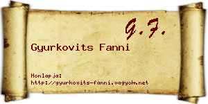 Gyurkovits Fanni névjegykártya